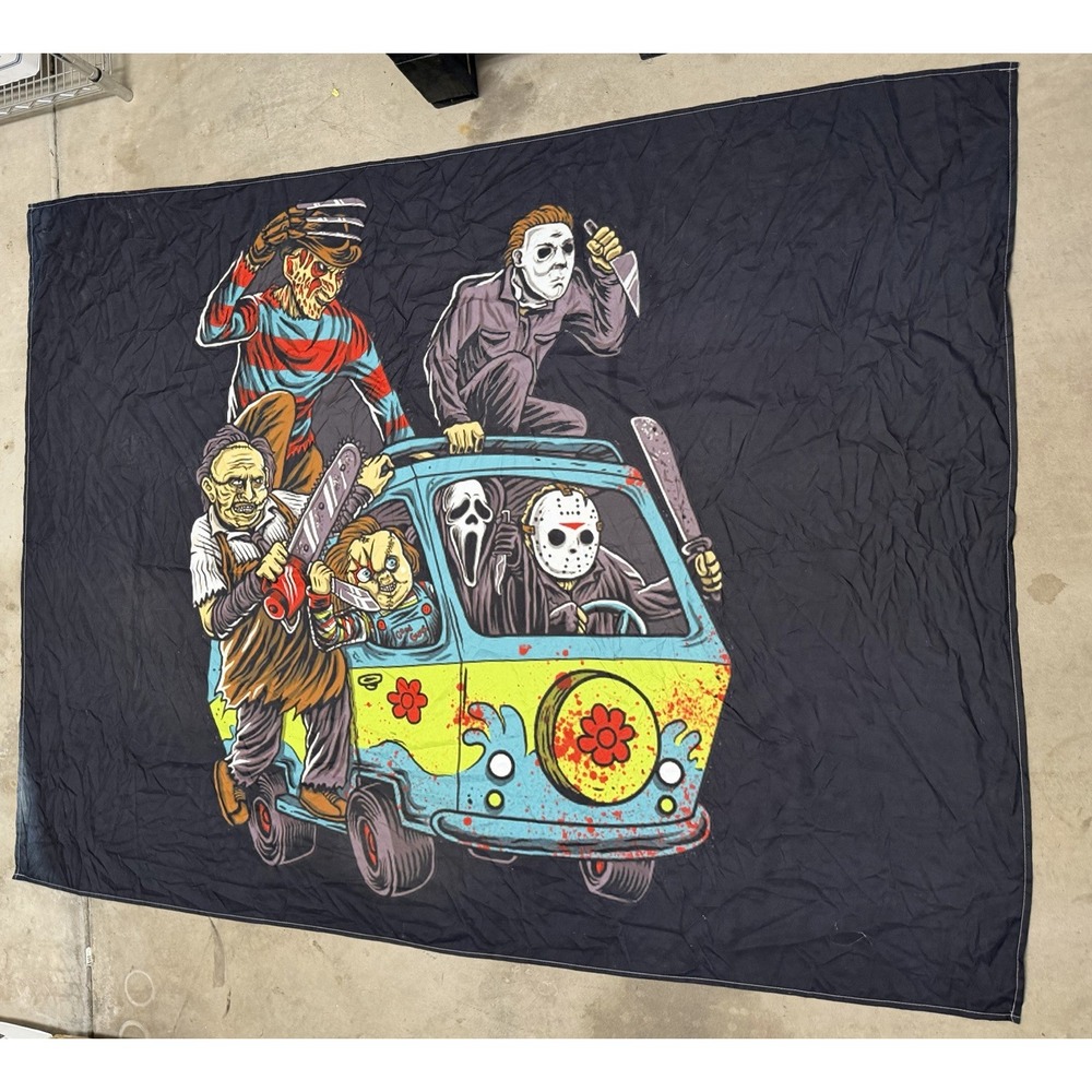 Horror character themed mystery machine tapestry wall decor 76x59
